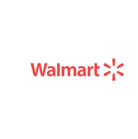 A logo with a white paint splatter in the background and the word "Walmart" in red font at the center. To the right of the text, there is a stylized red asterisk composed of six lines.