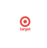 A red Target logo featuring a red bullseye and the word "target" beneath it is positioned at the center of the image. Surrounding the logo is an irregular, white splatter design against a black background.
